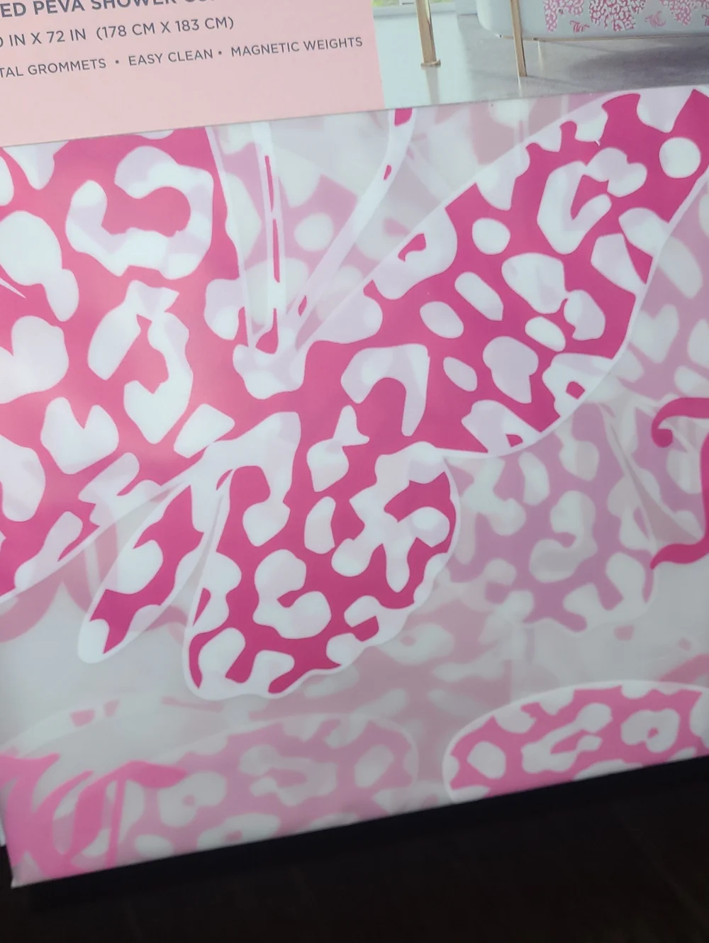Juicy Couture Pink and White Butterfly Shower Curtain